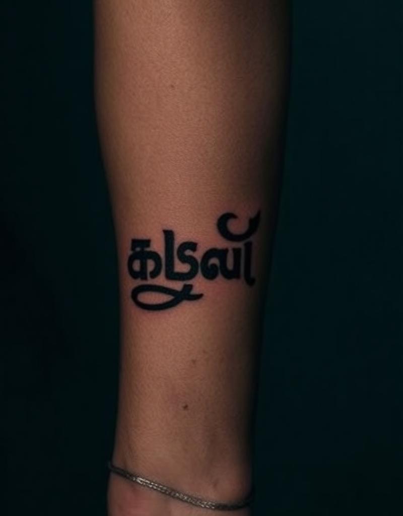 Tamil script lettering tattoo Coimbatore